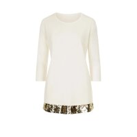 Pullover m. Pailletten, ecru-gold