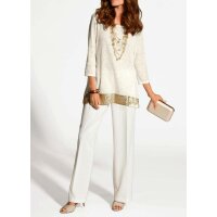 Pullover m. Pailletten, ecru-gold