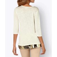 Pullover m. Pailletten, ecru-gold