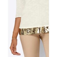 Pullover m. Pailletten, ecru-gold