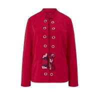 Jersey blazer with eyelets and scarf, red