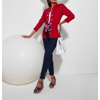 Jersey blazer with eyelets and scarf, red