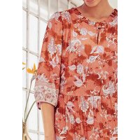 Designer-Druckkleid, papaya-elfenbein