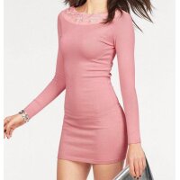 Carmen knit dress with lace, rosé
