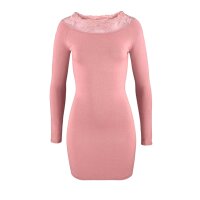 Carmen knit dress with lace, rosé