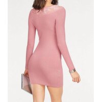 Carmenstrickkleid m. Spitze, rosa