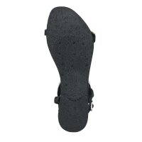 Marken-Sandalette m. Perlen, schwarz-bunt