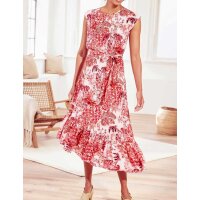 Sukienka w print, ecru-koral
