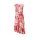 Designer-Volant-Druckkleid, ecru-koralle