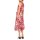 Designer-Volant-Druckkleid, ecru-koralle