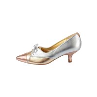Lederpumps m. Schnürung, silber-goldfarben