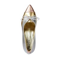 Lederpumps m. Schnürung, silber-goldfarben