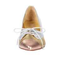 Lederpumps m. Schnürung, silber-goldfarben