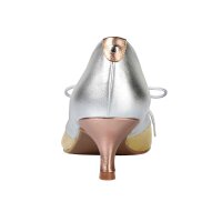 Lederpumps m. Schnürung, silber-goldfarben