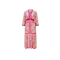 Paisley-Dessin-Druckkleid, ecru-fuchsia
