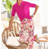 Designer-Rippenstrickpullover m. Strass, fuchsia