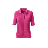 Designer-Rippenstrickpullover m. Strass, fuchsia