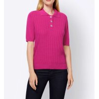 Rib knit sweater with strass, fuchsia