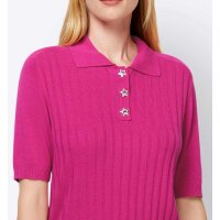 Rib knit sweater with strass, fuchsia
