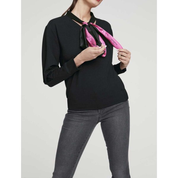 Sweatshirt m. Schluppe, schwarz-pink