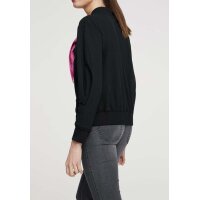 Sweatshirt m. Schluppe, schwarz-pink