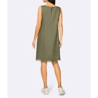 Designer-Leinenkleid m. Makrameespitze, khaki