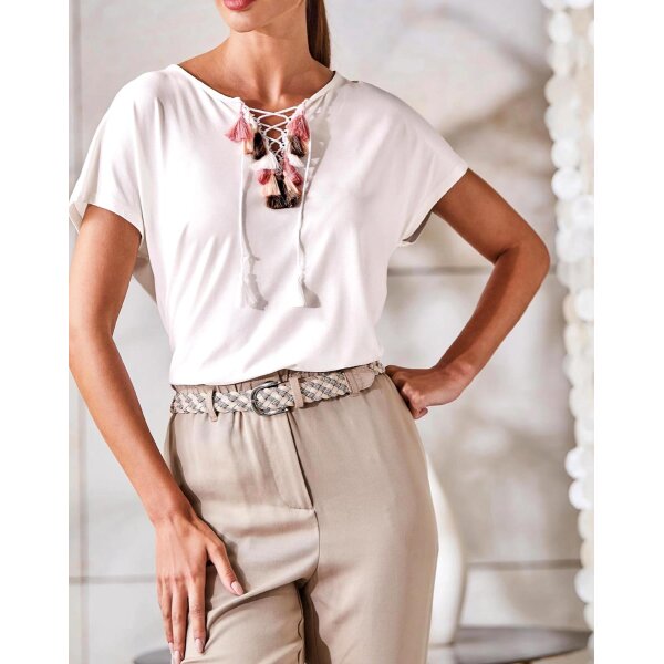 Shirt with lacing, ecru
