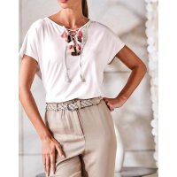 Designer-Shirt m. Schnürung, ecru