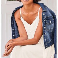 Maxi dress with lace, ecru