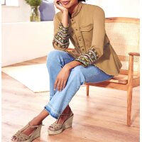 Designer-Schößchenjacke m. Stickerei, camel