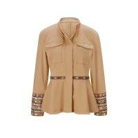 Designer-Schößchenjacke m. Stickerei, camel