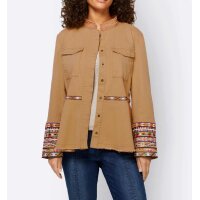 Designer-Schößchenjacke m. Stickerei, camel