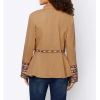 Designer-Schößchenjacke m. Stickerei, camel