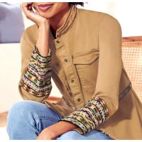 Designer-Schößchenjacke m. Stickerei, camel