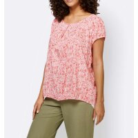 Print blouse in A-line, coral-ecru