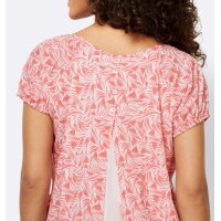 Print blouse in A-line, coral-ecru