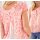 Print blouse in A-line, coral-ecru
