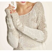 Knit sweater, beige-ecru