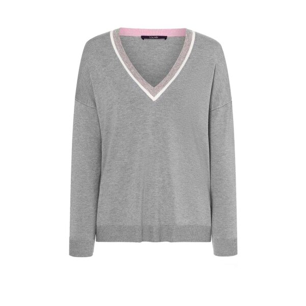 Marken-Feinstrickpullover, grau