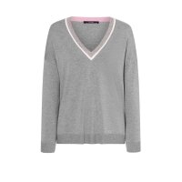 Marken-Feinstrickpullover, grau