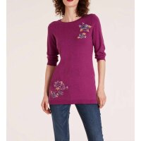 Feinstrickpullover m. Stickerei, beere