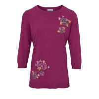 Feinstrickpullover m. Stickerei, beere