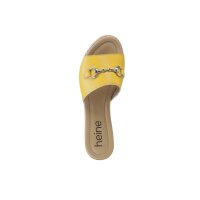 Goat leather wedge mule with trim, yellow