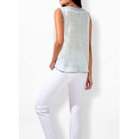 Blouse top, lemon-blue-print