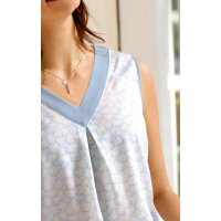 Blouse top, lemon-blue-print