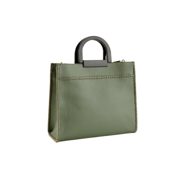 Bag with handle and decorative seams, khaki