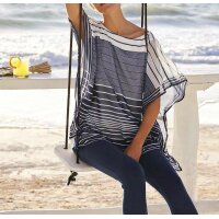 Print blouse, navy-white
