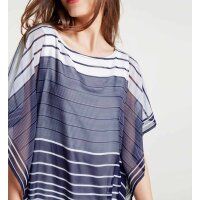 Print blouse, navy-white