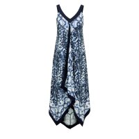 Druckkleid, weiß-blau