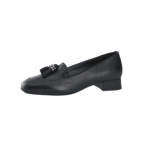 Lederslipper m. Tasseln, schwarz